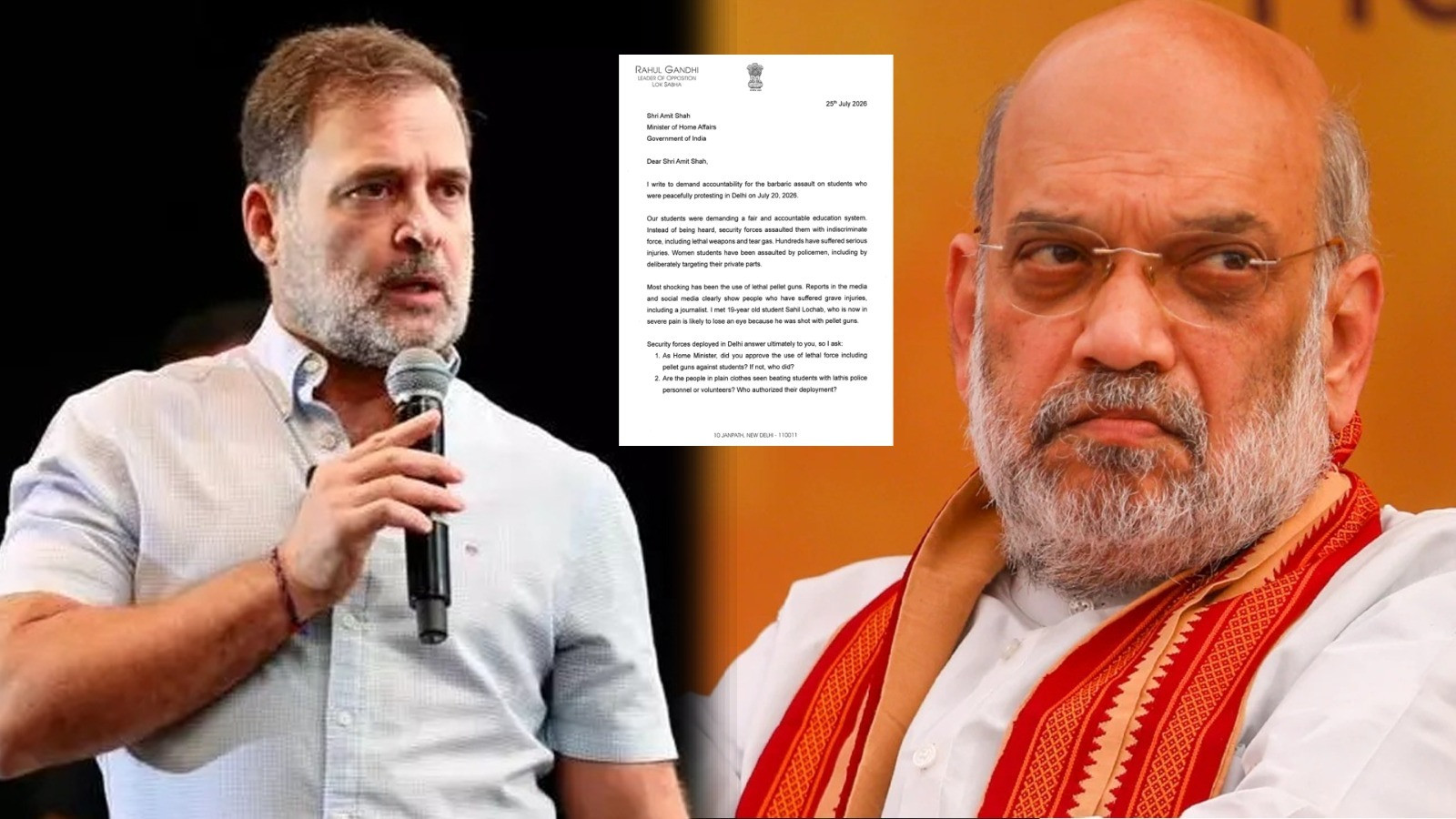 Rahul Gandhi questions Amit Shah on student attack order